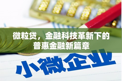 利津微粒贷，金融科技革新下的普惠金融新篇章